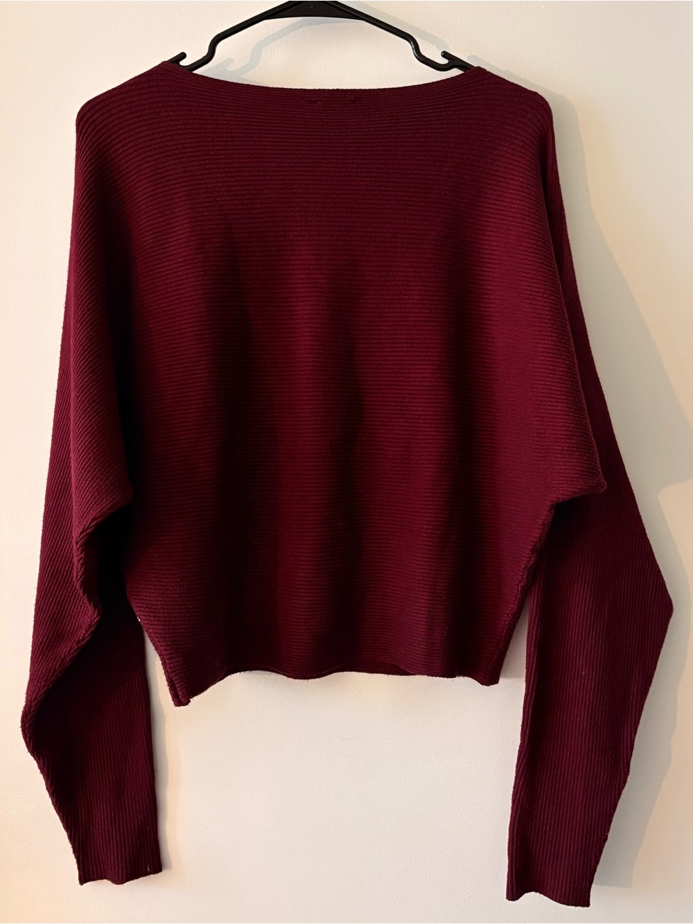 Ardene Burgundy Ribbed Dolman Sleeve Sweater Size M